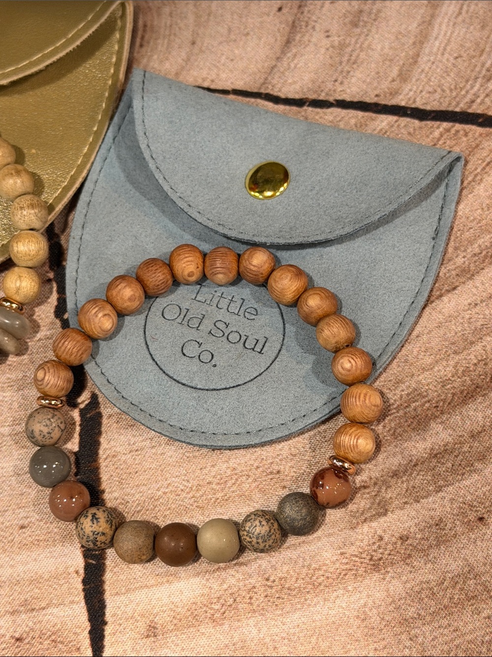 Little Old Soul Co. Beaded Bracelet Trio - Neutral, Sand, Opal Colors - Picture 2 of 4